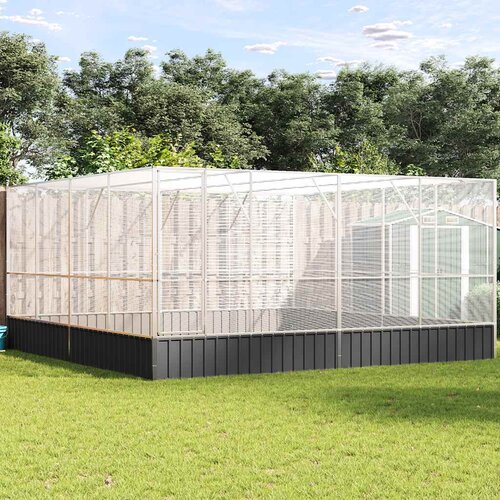 vidaXL Voliera srebrna 418x414x212 cm jeklo Cene
