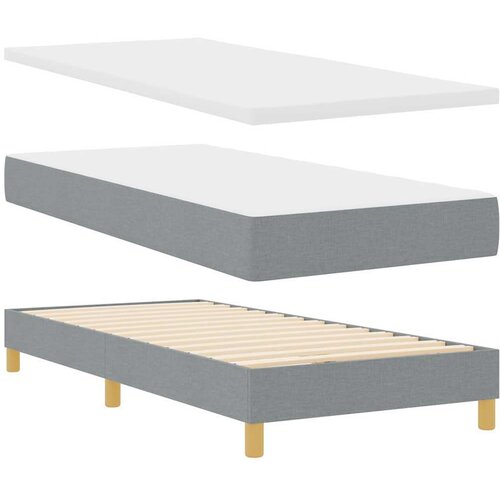 VidaXL Krevet s oprugama i madracem krem 90x200 cm Svjetlosiva Slike