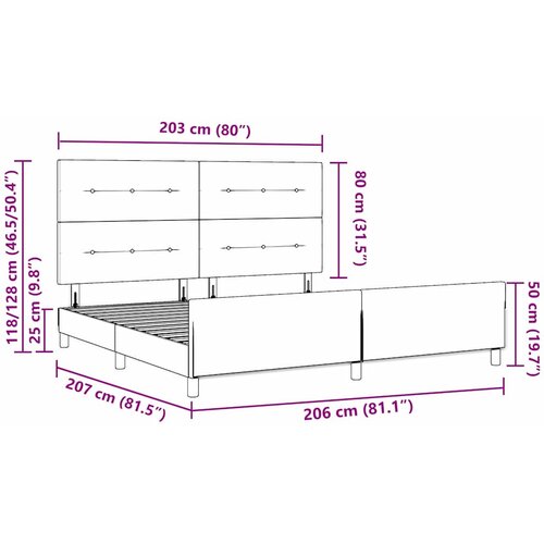  Krevetna konstrukcija s uzglavljem Plava 200 x 200 cm tkanina Slike