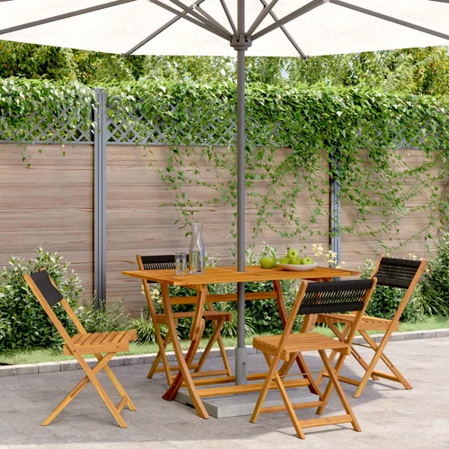 vidaXL Zložljivi vrtni stoli 4 kosi črni trden akacijev les