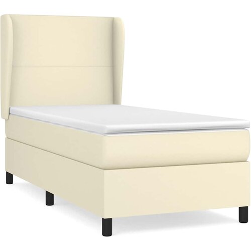  Krevet s oprugama i madracem krem 100x200 cm od umjetne kože Slike