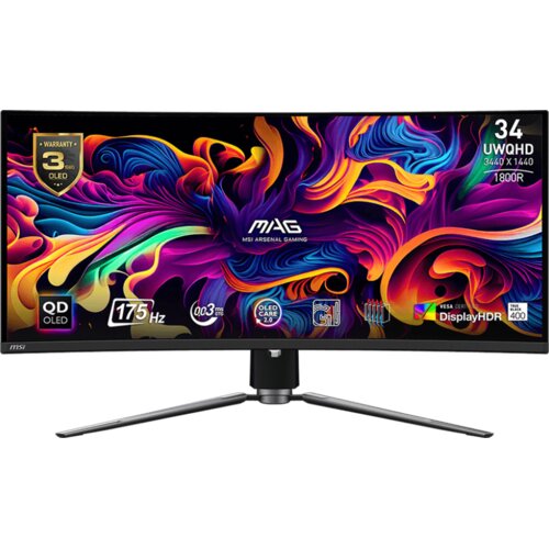 MSI MAG 341CQP QD-OLED računalni monitor 86,4 cm (34") 3440 x 1440 pikseli UltraWide Quad HD QDOLED Crno Cijene