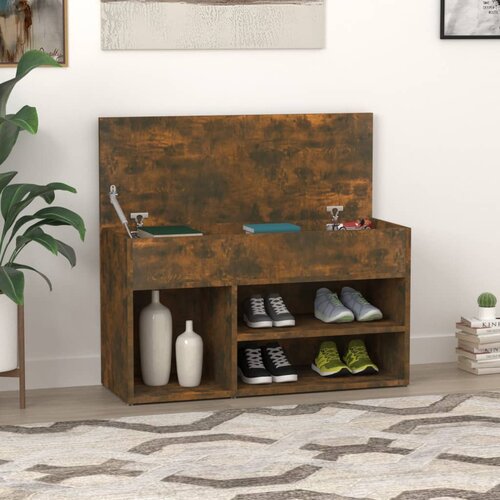 vidaXL Klupa za cipele dimljeni hrast 80x30x45 cm konstruirano drvo Cijene