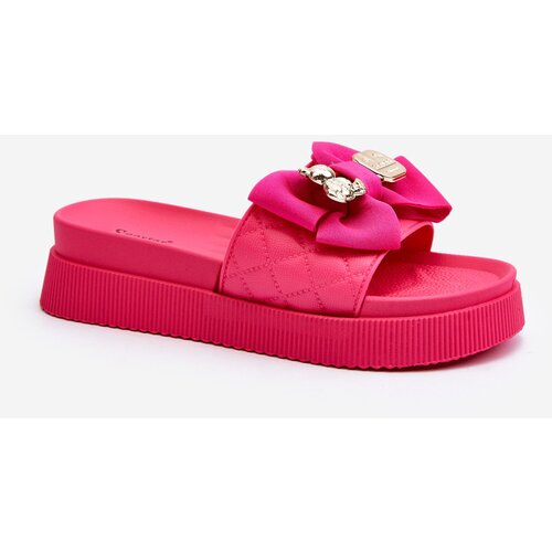 Boto Women's Slippers with Bow and Decorative Teddy Bear Fuchsia Katerina Cene