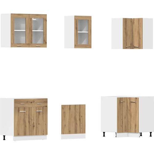  11-dijelni set kuhinjskih ormarića &amp;quot;Lyon&amp;quot; Artisan hrast, inženjersko drvo Smeđa Slike