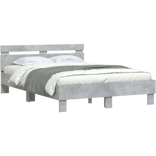  Posteljni okvir z vzglavjem betonsko siv 135x190 cm inž. les, (20978749) Slike
