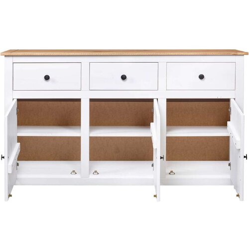 VidaXL Komoda od masivne borovine bijela 135x40x80 cm asortiman Panama Slike