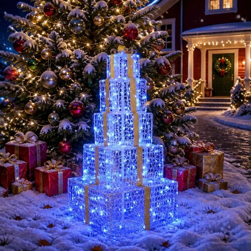  Božićne svjetleće kutije na slaganje 250 LED lampica Plava - Plava Slike