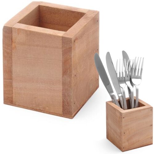 Hendi Kvadratna lesena posoda za jedilni pribor 80x80x95 mm - 664186, (21567653) Cene
