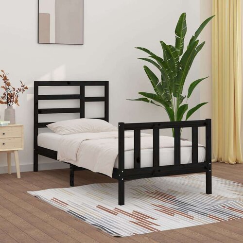  Posteljni okvir črn iz trdne borovine 100x200 cm, (20644548) Slike