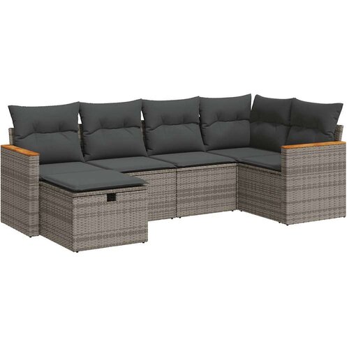 VidaXL 6-dijelni set vrtnih sofa od poliratana s jastucima sivi Slike
