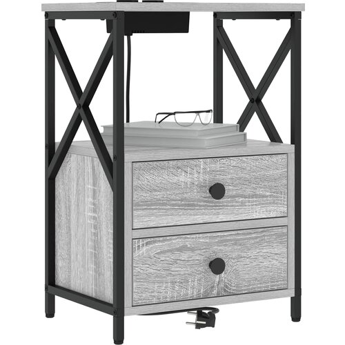  Noćni ormar 2 kom. Siva Sonoma 40 x 31 x 60 cm Slike