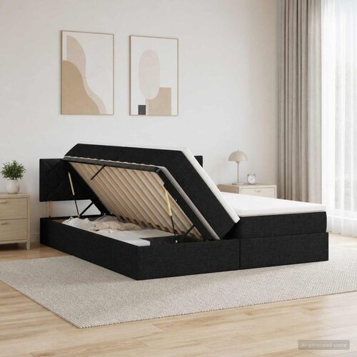  s od storage s uzglavljem 2 kom. Crna Lažna koža - Crna 200 x 200 cm Dizajn s rombovima Cene