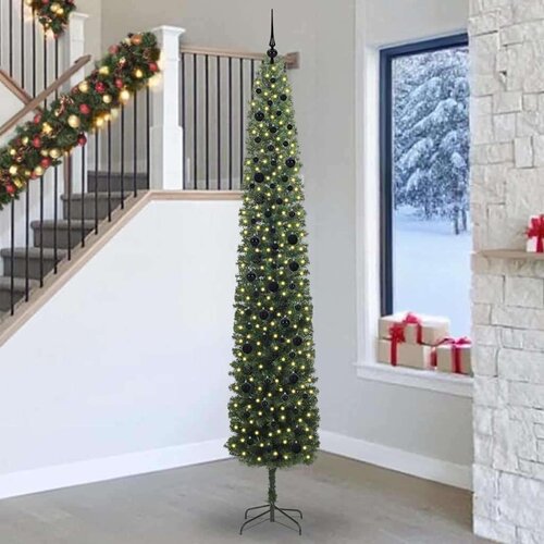 vidaXL Umestno božično drevo Zelena 270 cm PVC in Jeklo in Plastika Cene