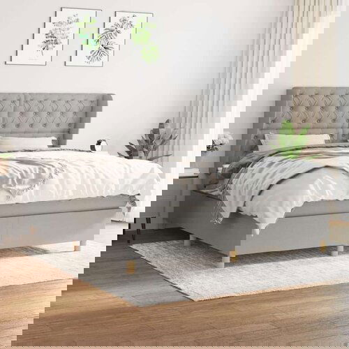  Box spring postelja z vzmetnico svetlo siva 160x200 cm žamet, (20788888) Slike