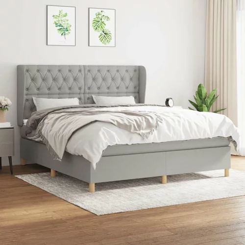  Box spring postelja z vzmetnico svetlo siva 160x200 cm žamet, (20788888)