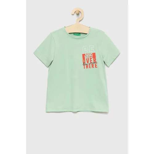 United Colors Of Benetton Otroški bombažen t-shirt zelena barva