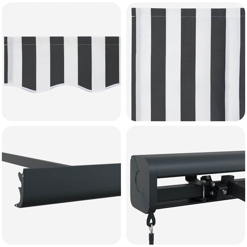 Tenda na uvlačenje antracit-bijela 4,5x3 m tkanina i aluminij Slike