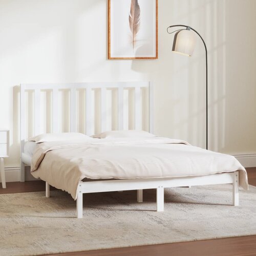 The Living Store Posteljni okvir bel iz trdne borovine 140x190 cm - Posteljni Okvir, (21523941) Slike