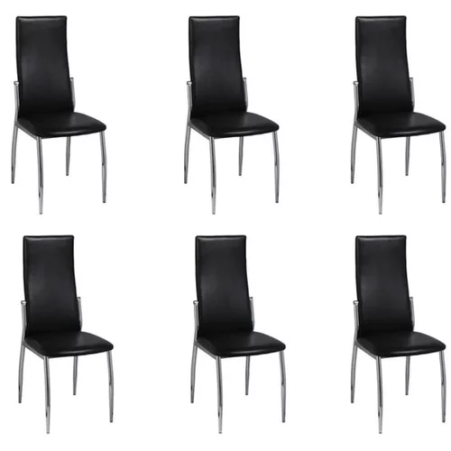  Jedilni stoli 6 kosov črno umetno usnje