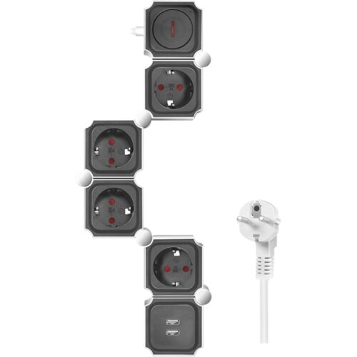 Logilink fleksibilni produžni kabl 4 mesta, 2 USB, 1.5m Cene