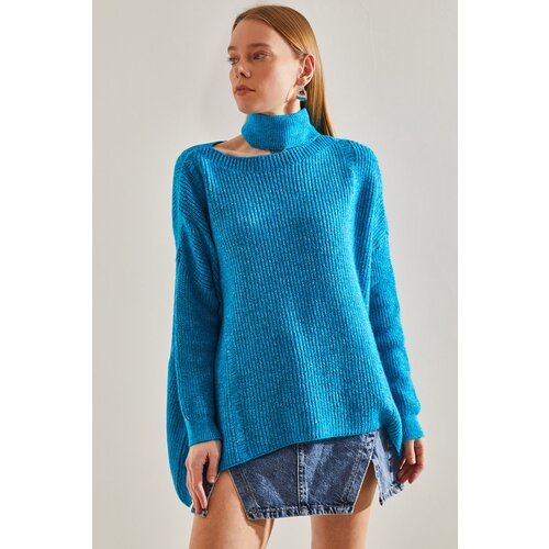 Bianco Lucci Women's Collar Detailed Soft Knitwear Sweater Slike