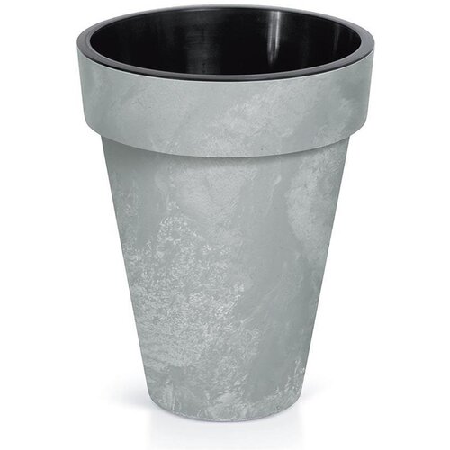 Prosperplast saksija visoka vitka reljefna sa uloškom - svetlo siva 422U / 35×44 cm Slike