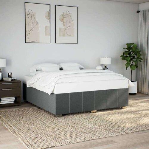 VidaXL okvir za krevet bez madraca tamnosivi 200x200 cm od tkanine Slike