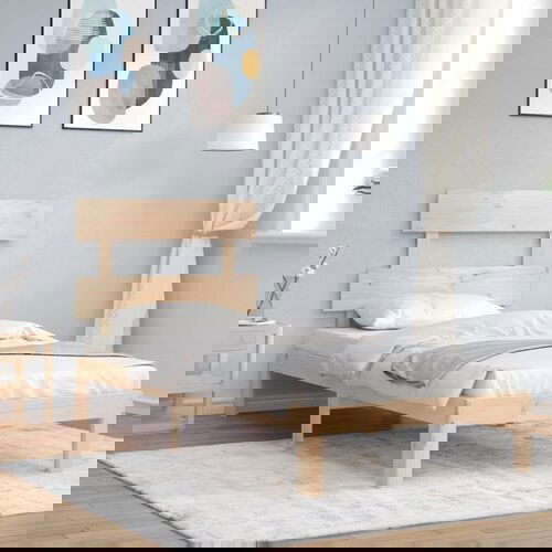 vidaXL Okvir kreveta s uzglavljem 3FT za jednu osobu od masivnog drva Cijene