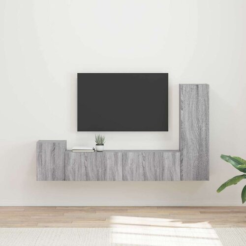  Komplet TV omaric 4 pcs Siva Sonoma Konstruiran les - - Siva - 61.6 - 30 x 31 x 100 cm - 2025-vidaXL-Uvoz_2 Cene
