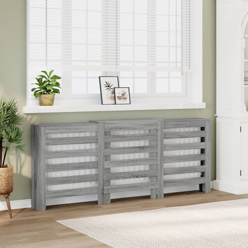vidaXL Pokrov za radiator siv sonoma 205x21,5x83,5cm inženirski les Cene