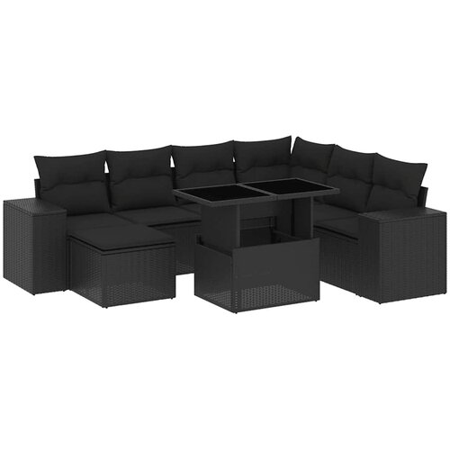  8-dijelni set vrtnih sofa od poliratana s jastucima crni Crna 100 x 55 x 73 cm Slike