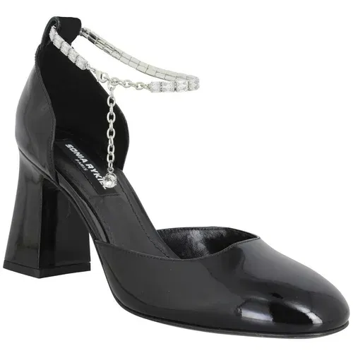 Sonia Rykiel Salonarji Honfleur Anklet Cuir Vernis Femme Noir Črna