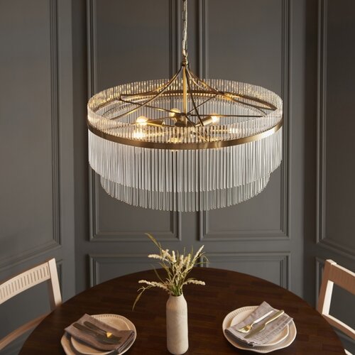  Endon 112574 - Luster na lancu MARIETTA GRAND 7xE14/7W/230V mesing/prozirno Slike