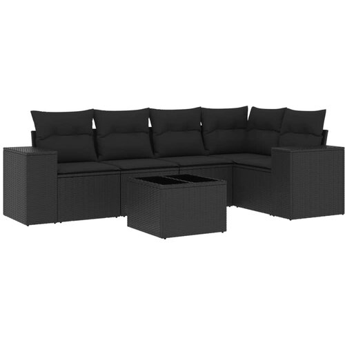 vidaXL 6-dijelni set vrtnih sofa s jastucima crni od poliratana Cijene
