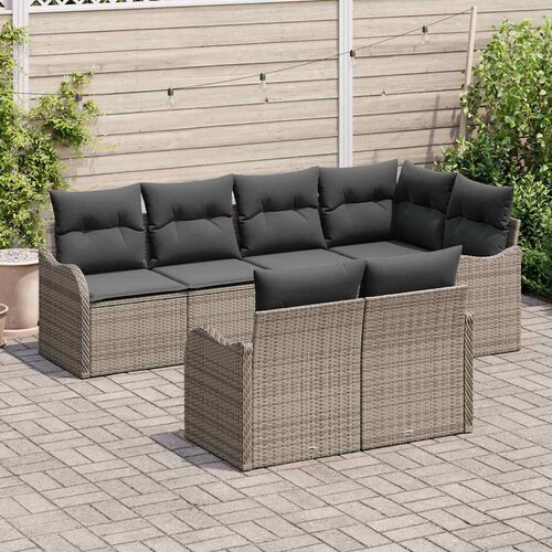  Sjedeća garnitura za vrt 7 kom. Siva Poli ratan 232.5 x 122.5 x 85 cm Slike