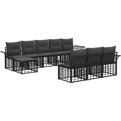  Set vanjskih sofa s jastukom 10 pcs Crna i tamno siva Poliester Cijene