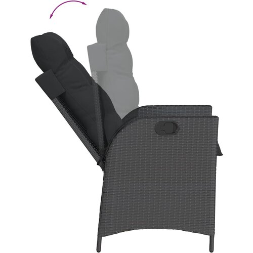  9-dijelni vrtni blagovaonski set s jastucima crni od poliratana Crna 190 cm table length Slike