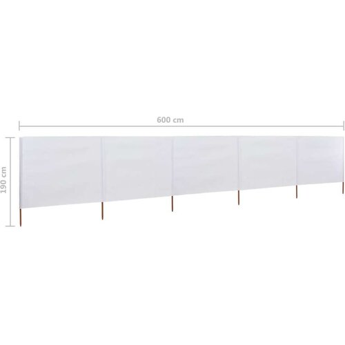  Vjetrobran s 5 panela od tkanine 600 x 160 cm pje&amp;scaron;čano bijeli Slike