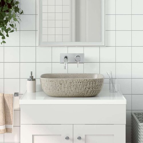 Nadgradni umivaonik sivi pravokutni 48x37 5x13 5 cm keramički Slike