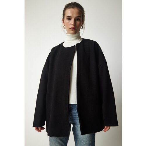 Happiness İstanbul Women's Black Seasonal Stylish Jacket Coat Slike