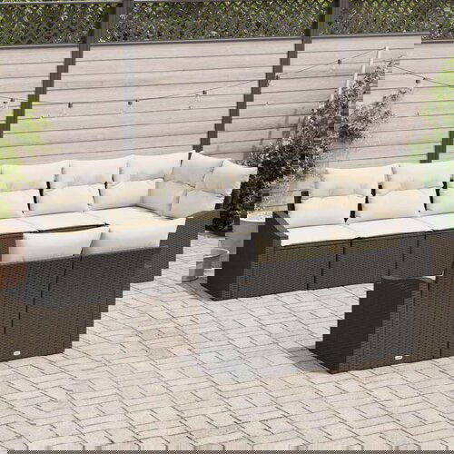  8-dijelni vrtni objednički set s jastučićima crni poli ratan Slike