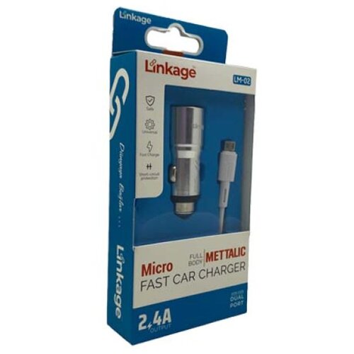  auto punjač linkage metalic LM-02 micro 2.4A (dual port) srebrni Slike