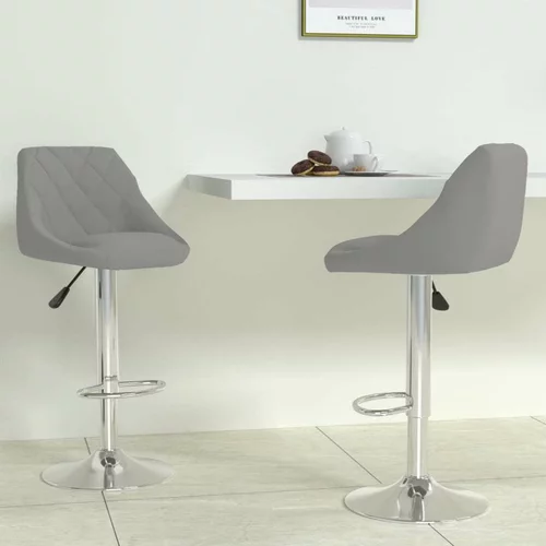  Barski stolčki 2 kosa svetlo siv žamet, (20700383)