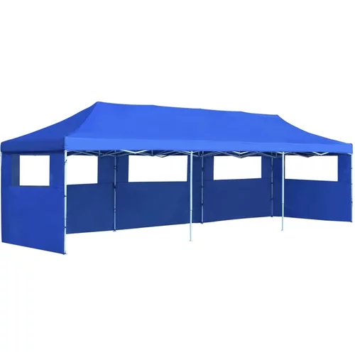  Zložljiv pop-up vrtni šotor s 5 stranicami 3x9 m moder