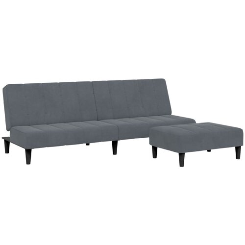 Maison Chic kavč - Sofa - Kanape dvosed z leži&amp;scaron;čem in stolčkom za noge temno siv žamet, (21727795) Slike