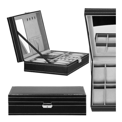 springos &Scaron;katla za uro 30x20x8cm, črn organizator s predali iz ekolo&scaron;kega usnja., (21631869) Cene