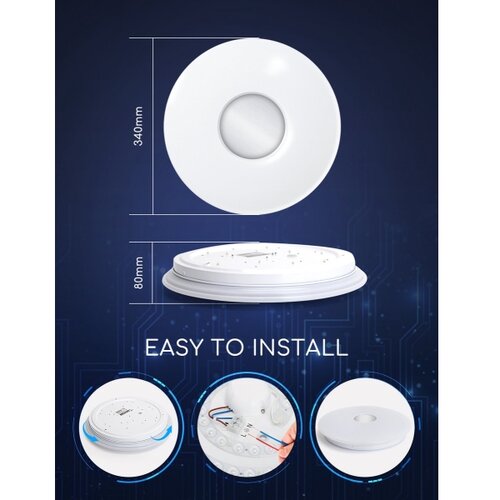 Aigostar LED RGBW prigu&amp;scaron;iva plafonska svetiljka 18W/230V prečnik 34 cm Wi-Fi Slike