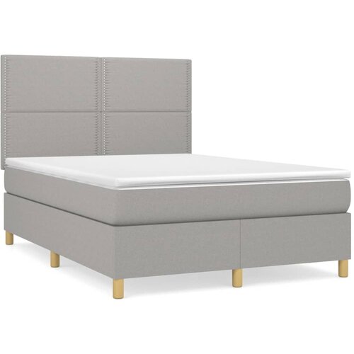 Maison Chic Box spring postelja - Vzmetna postelja z vzmetnico svetlo siva 140x200 cm blago SL19389, (21893842) Cene