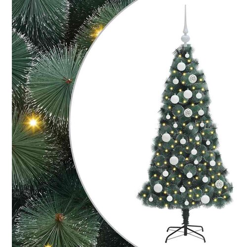 VidaXL Umjetna pred-lit Christmas jelka s setom kuglica Zelena 120 cm Slike
